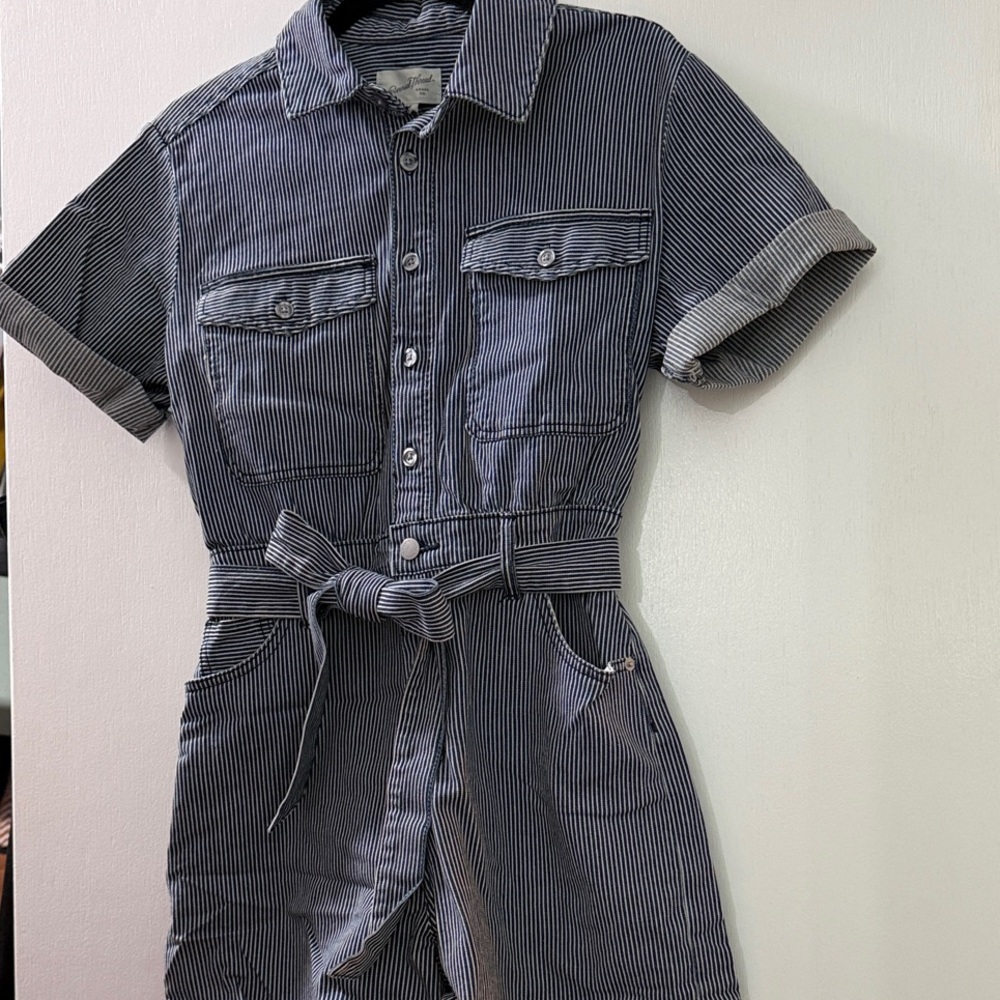 Universal Thread Blue and White Striped Button-Up NWT